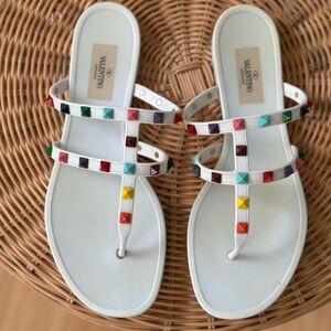 Valentino the Summer Rockstud Rainbow rubber sandals, size 39